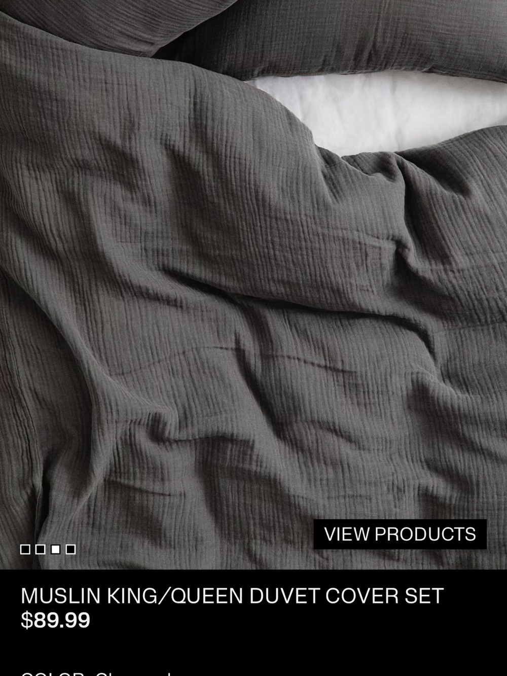 H&M Home Cotton Duvet Cover Set - Charcoal size King. No offers. - Picture 4 of 5